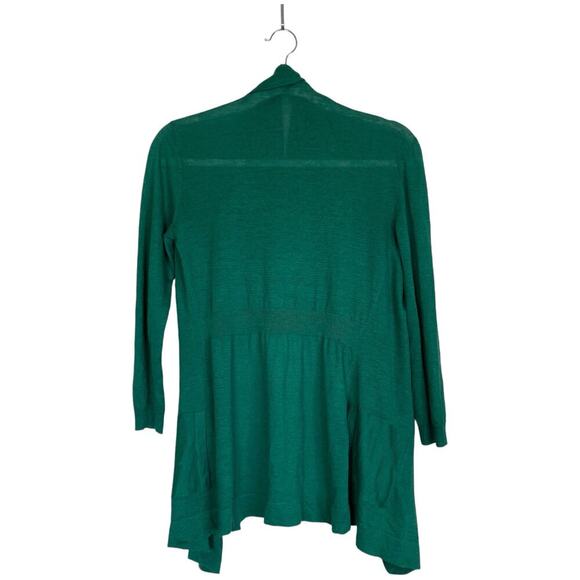 THEORY Maritza B Cardigan Shawl Drape Collar Green Size Small Linen Silk - Picture 2 of 6